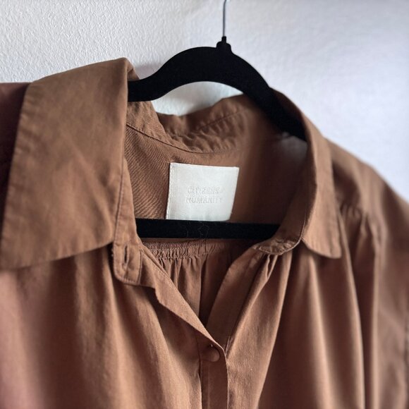 SzM Citizens of Humanity Cap-Sleeve Blouse in Mocha Mousse - RUNS LARGE - Picture 2 of 12